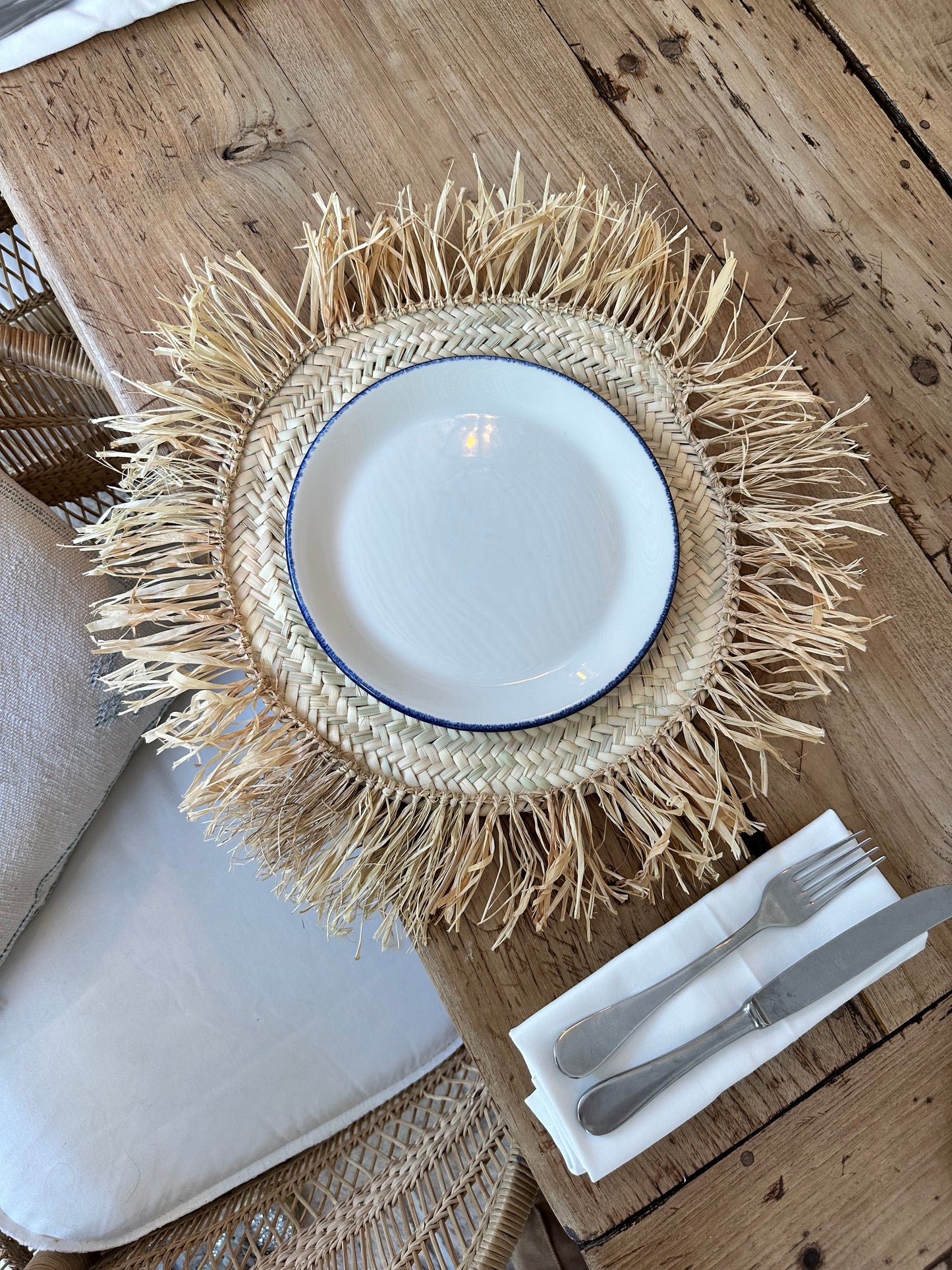 Round Raffia Bohemian placemat - Set of 2