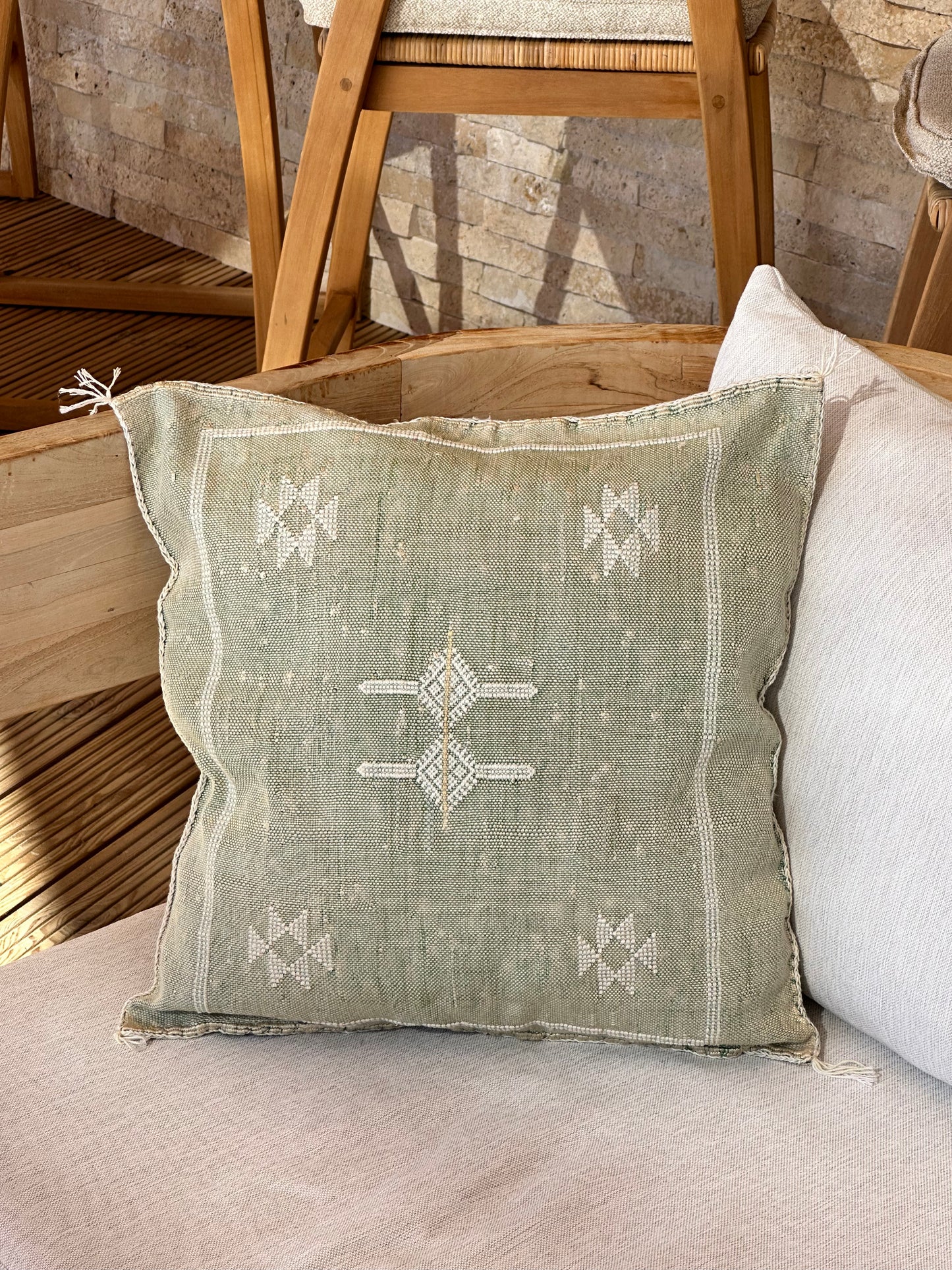 Moroccan Cactus silk pillow cover - Green