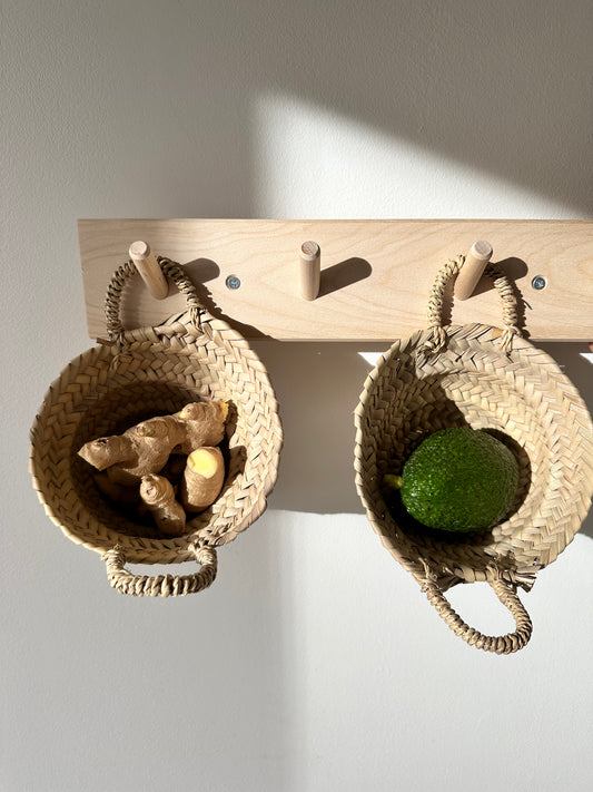 Small palm basket set of 3 pieces with handles