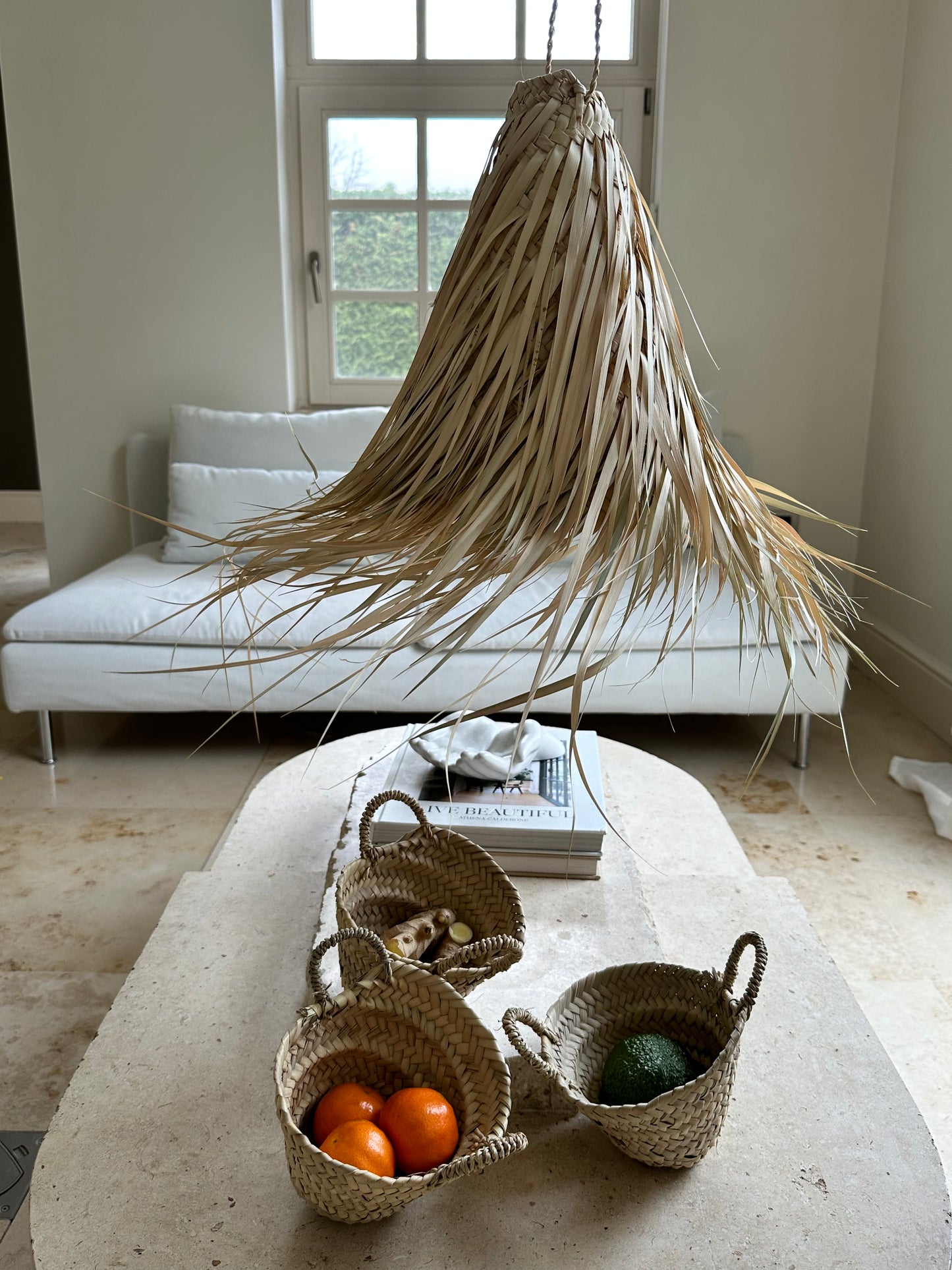 Moroccan Pendant Lamp in natural palm leaves