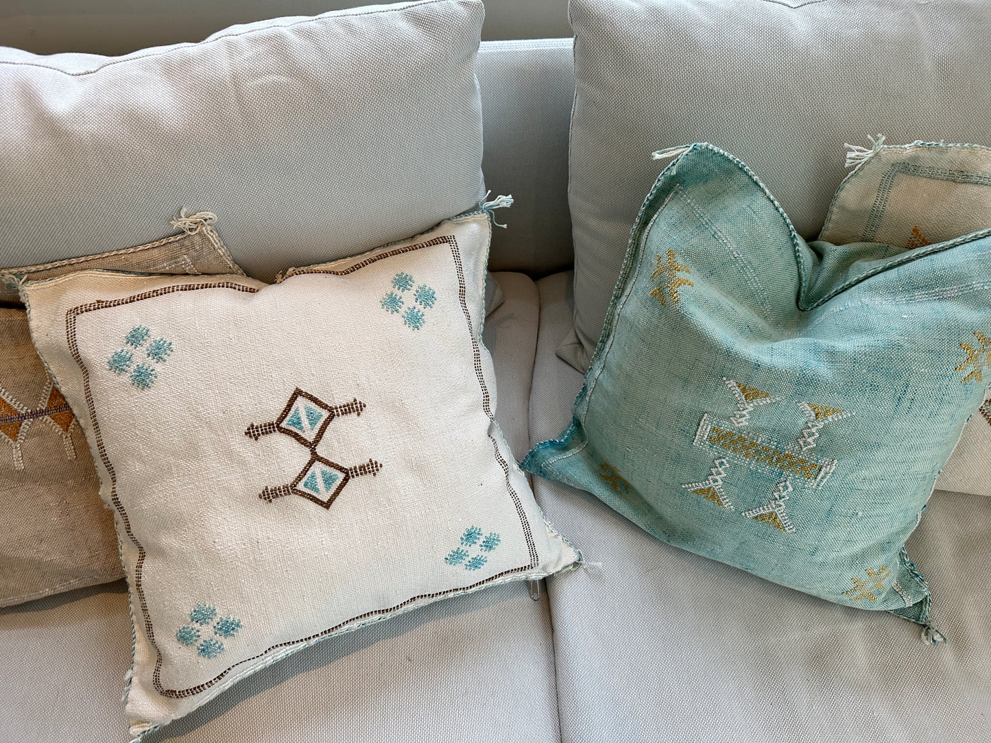 Moroccan Cactus Silk pillow cover - Turquoise