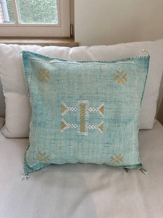 Moroccan Cactus Silk pillow cover - Turquoise