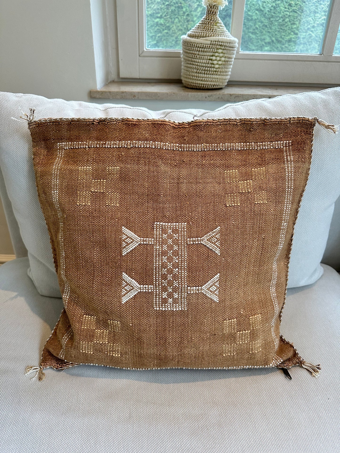 Moroccan Cactus Silk pillow cover - Dark Brown